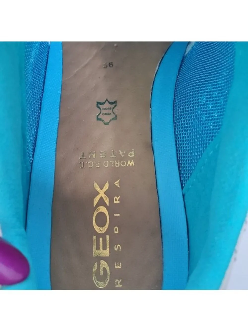 GEOX Respira Trainer Leather Blue Suede Sneaker EUC 6